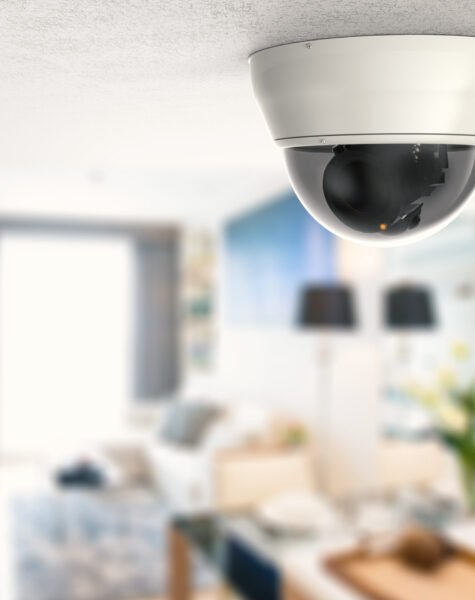 3d rendering security camera or cctv camera on ceiling